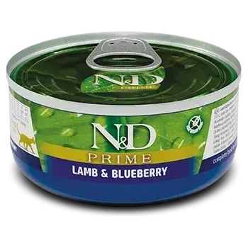 Farmina N&D Prime Cat Lamb & Blueberry Adult пълноценна мокра храна за котки в зряла възраст с агнешко и боровинки 70gr