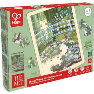 Hape Дървен пъзел Hape International The Met - Градина с водни лилии от Моне, 49 части (H1468) - baby