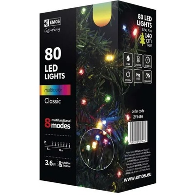 EMOS - ZY1450 - Коледна светлина, 8m, 80 LED крушки, CLS MF, многоцветни (ZY1450)