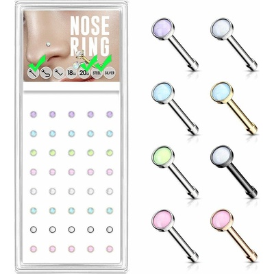 S4U Sada 40ti piercingů do nosu, 2,5 mm kámen 0,8 mm N0000-29