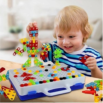 ISO 9427 Mozaika detské puzzle plastové bloky + skrutkovač