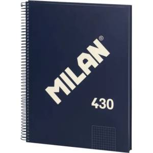 MILAN Тетрадка 1918, А4, малки квадратчета, твърда корица, със спирала, 80 листа, тъмносиня (57143E80B)