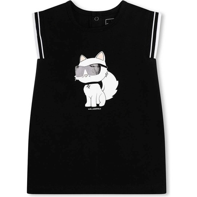 Karl Lagerfeld Бебешка памучна рокля Karl Lagerfeld в черно къса със стандартна кройка (Z30118.67.81)