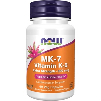 NOW NOW MK-7 Vitamin K-2 300mcg Extra Strength, 60 Veg Capsules