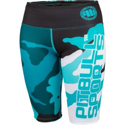 PitBull West Coast dámské 1/2 kompresní fitness legíny CAMO 2 modré