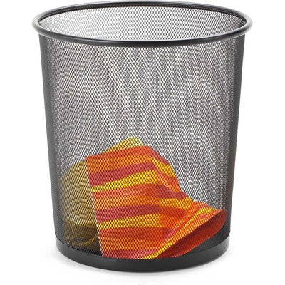 SWORLD Кош за хартиени отпадъци, метален, мрежест, 12 l, черен