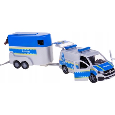 Kids Globe Traffic Volkswagen T6.1 policie s přívěsem pro koně 520359
