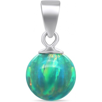 Brilio Silver strieborný prívesok so zeleným syntetickým opálom PT110WG