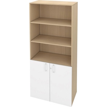 Narbutas Шкаф Narbutas Choice, 800x420x1780 mm, с корпус от избелен дъб, бели врати с бяла правоъгълна дръжка