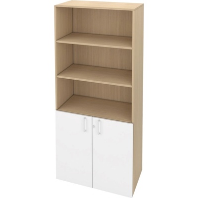 NARBUTAS Шкаф Narbutas Choice, 800x420x1780 mm, с корпус от избелен дъб, бели врати с бяла правоъгълна дръжка