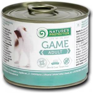 AKVATERA Nature's Protection DOG Adult Game, консерва с месо от дивеч, за пораснали кучета, Литва - 200 гр