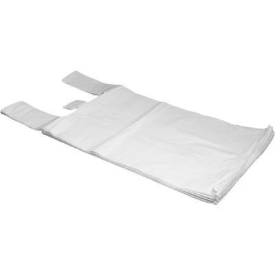 Mikroténová taška, extra silná, nosnosť 18 kg, dĺžka 60 cm, šírka 40 cm, záložka 20 cm, biela, 50 ks