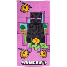 Carbotex bavlněná osuška Minecraft Cherry grove růžová 70 x 140 cm
