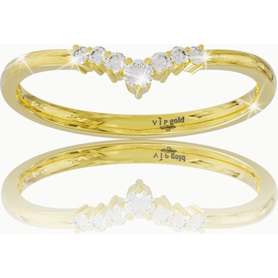 VIPgold Zlatý prsteň s bielymi zafírmi v žltom zlate R36019z S