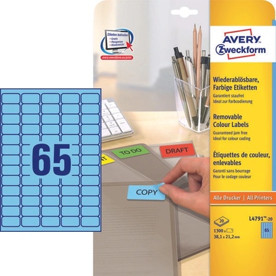 Avery Zweckform Mini etikety 20 listů modré 38,1 x 21,2 mm L4791-20