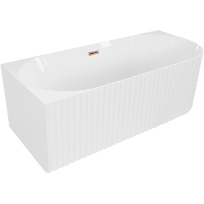 Mexen Gia свободностояща ъглова рифелова лява вана 170 x 80 см, бял гланц, (52701708000L-60)