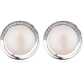 Image 1 of Swan Сребърни обици със сладководни бели перли SE0469 Swan