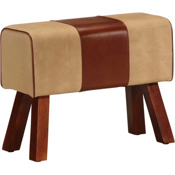 vidaXL Пейка гимнастическа 58 см кафява естествена кожа и манго масив (320785)