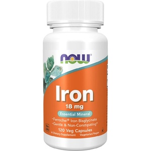 NOW NOW Iron 18mg, 120 Veg Capsules - fitnesdobavki - 25,23 лв