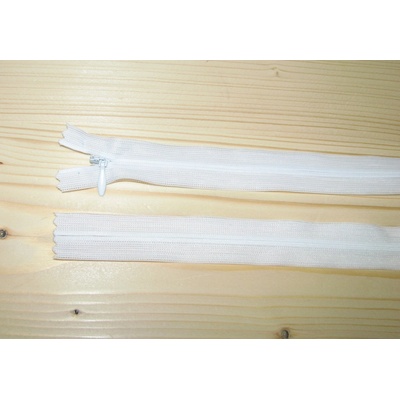 Zips krytý 3mm biely nedeliteľný 18cm dederon