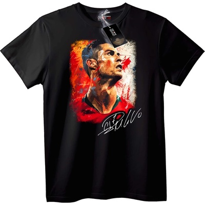 NOONEBRAND Тениска Cristiano Ronaldo Изкуство - 2XL, Black