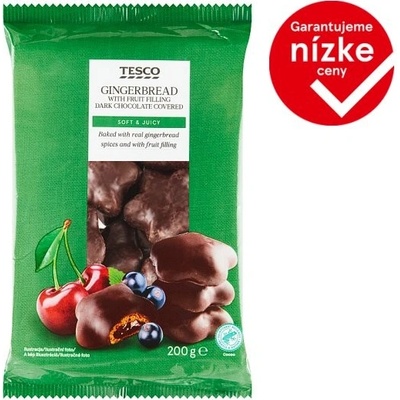 Tesco Perníky v čokoládovej poleve s ovocnou náplňou 200 g