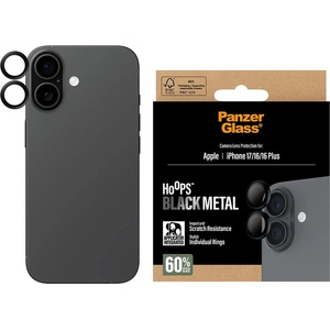 Panzer Протектор - Камера за iPhone 17 / iPhone 16 / iPhone 16 Plus - PanzerGlass® - Hoops® Протектор за обектив на камера - Черен