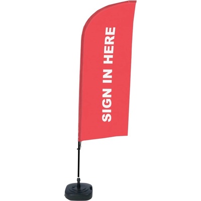 Jansen Display Kompletní sada reklamní vlajky ve tvaru křídla, Přihlášení, červená, anglicky, 1105 x 3300 mm – Hledejceny.cz