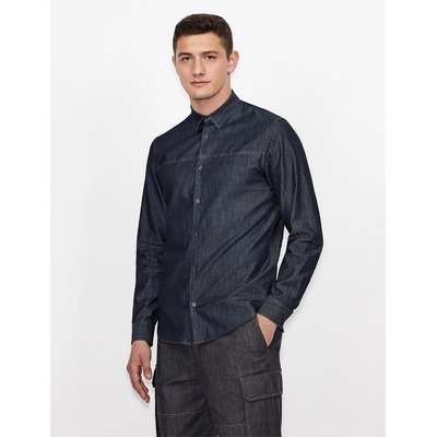 Giorgio Armani Men's Plain Long-Sleeve Shirt - Indigo Denim