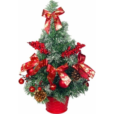 Stromček MagicHome Vianoce, ozdobený, zasnežený, červený, 40 cm