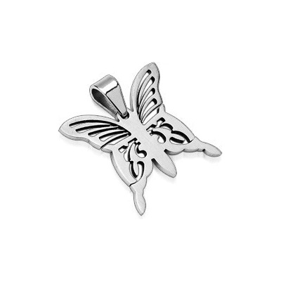 Šperky eshop Přívěsek z chirurgické oceli stříbrný motýl G3.18