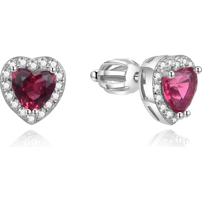 AGATO Stříbrné srdíčkové náušnice se zirkony AGUP1488S