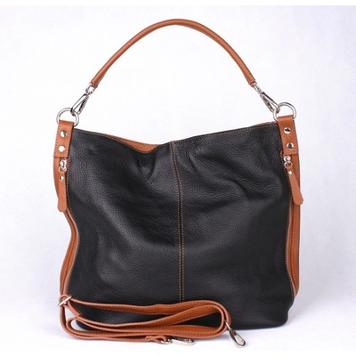 Dámská kožená kabelka na rameno i crossbody 7733 černo-hnědá