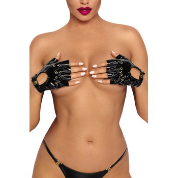 Image 1 of Noir Handmade F263 PVC Fingerless Gloves