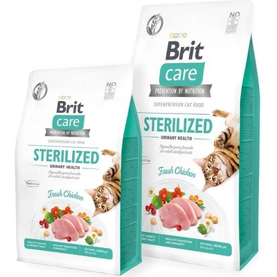 Brit Пълноценна суха храна за кастрирани котки Brit Care Cat Grain-Free STERILIZED URINARY HEALTH със 26% прясно пилешко и зеленчуци, БЕЗ ЗЪРНЕНИ КУЛТУРИ