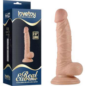 Lovetoy Real Extreme - дилдо с тестиси и вендуза за G-точка - 19 см (телесен)