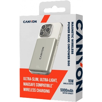 CANYON Зарядно устройство CANYON magnetic power bank OnPower 500 PD20W 5000mAh Aluminium Star Grey (CNS-CPB500G)