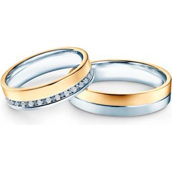 SAVICKI Сватбени халки: двуцветно злато, плоски, 5 мм