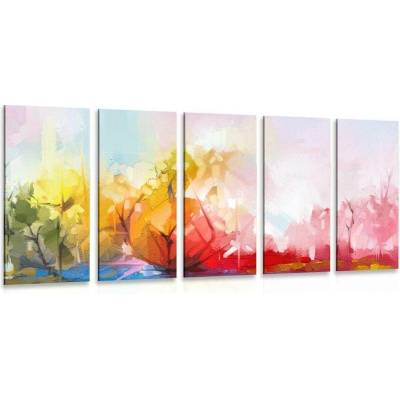 5-dílný obraz abstraktní příroda - 150x75