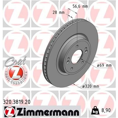 Brzdový kotúč ZIMMERMANN 320.3819.20 (320381920)