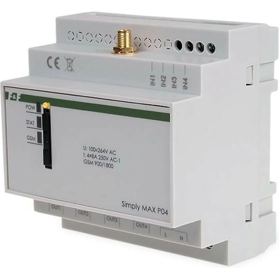 SIMply MAX P04 - GSM relé ZAPNI/VYPNI, 230V, 8A, 4x NO