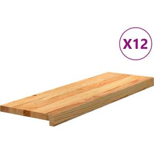 vidaXL Стълбищни стъпала, 12 бр, светлокафяви, 80x25x2 см, дъб масив (3282978)