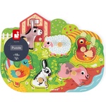 Janod Дървен пъзел с дръжки Janod - Животните от фермата (J07096) - baby