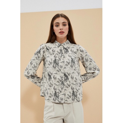 Moodo Patterned shirt čierna šedá hnedá krémová