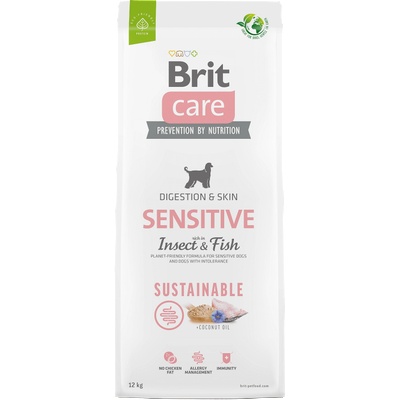 Brit Care Grain Free Dog Hair & Skin Insect & Fish - Хипоалергенна Храна за Кучета над 12 месеца, с риба, високоусвоим протеин от насекоми и кокосово масло, БЕЗ пилешка мазнина 12 кг