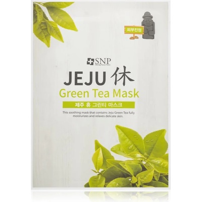 SNP Jeju Green Tea хидратираща платнена маска с успокояващ ефект 22ml