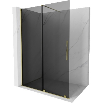 Mexen Velar плъзгаща душ-преграда Walk-in 130 x 200 см, графит 8 мм, златен - 871-130-000-43-50 (871-130-000-43-50)
