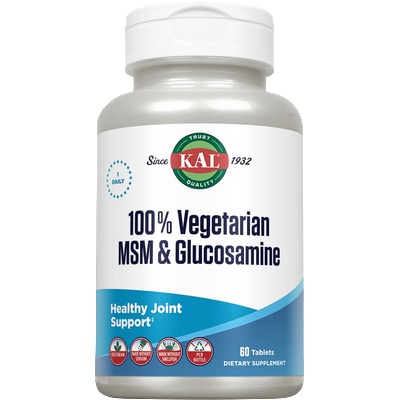 KAL 100% вегетариански МСМ и глюкозамин - 60 таблетки