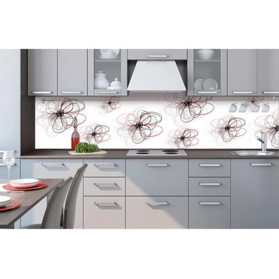 DIMEX ART Фототапет за кухня - червено-черни цветя 260 x 60 см