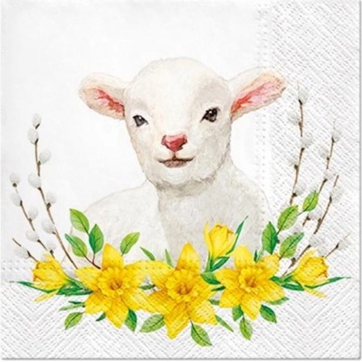 Ubrousky na dekupáž Lamb with Wreath 1 ks – Zboží Dáma